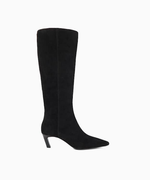 Siana Black - Suede Knee High Boots