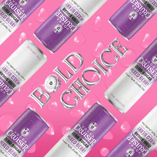 Vodka Cruiser Sugar Free Mixed Berry, Refreshing Flavoured Pre-Mixed Vodka Drink, 4.6% ABV, 275mL (Case of 24 Cans)