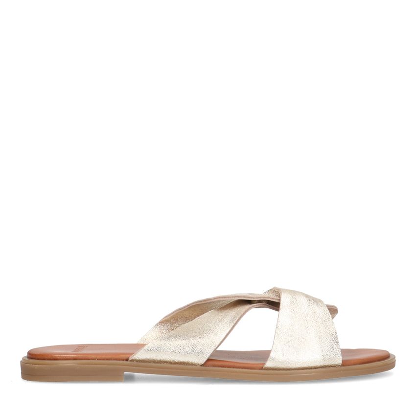 Manfield Gouden leren slippers