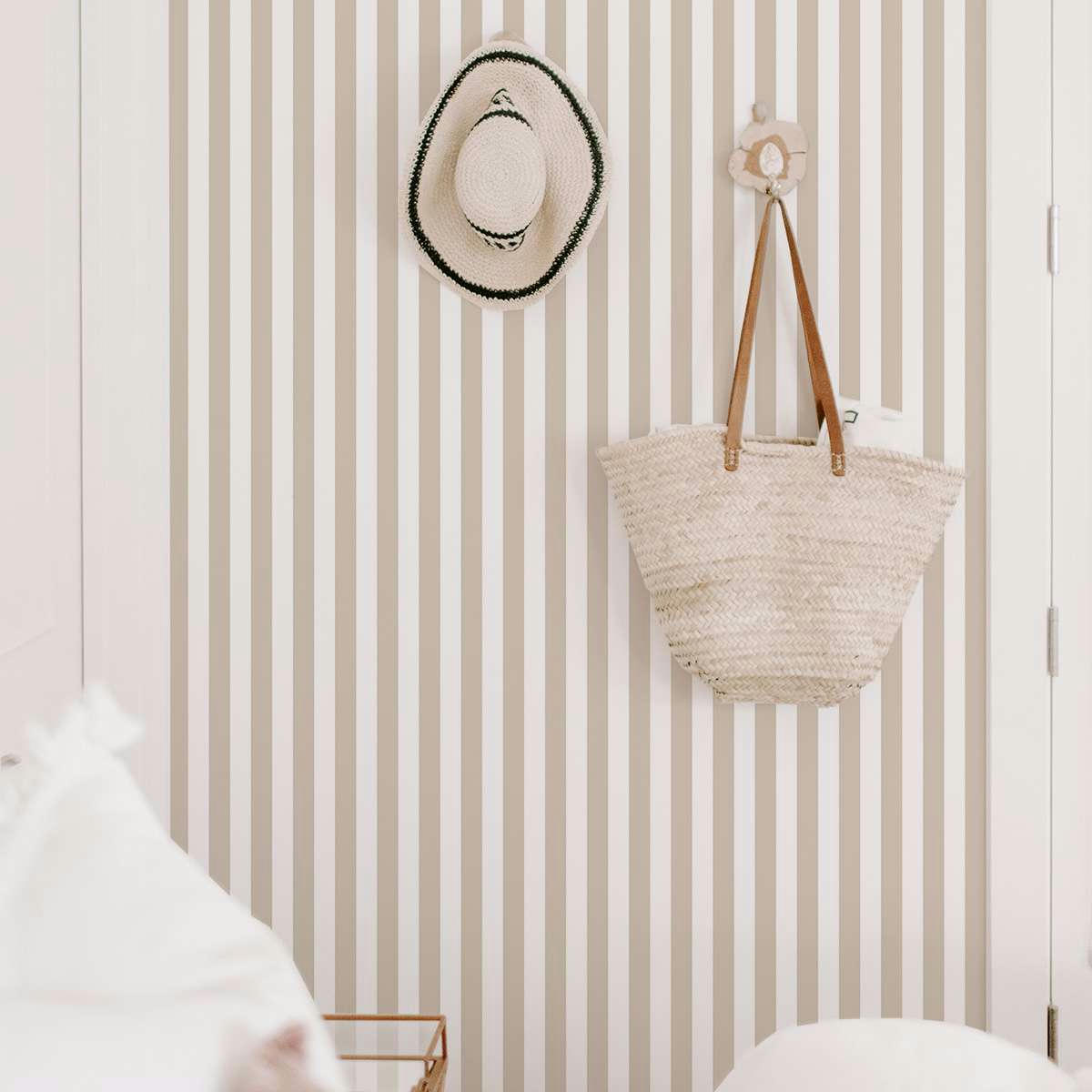 LITTLE STRIPES - Papier peint vinyle adhésif petites rayures écru 50x300 cm