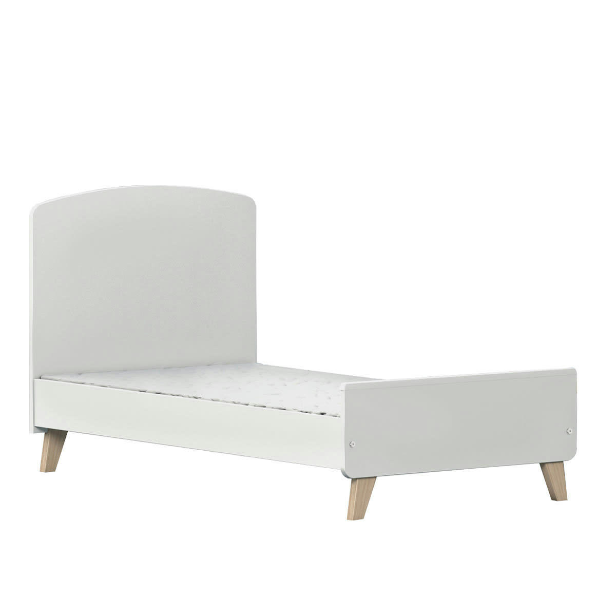 KOMBU - Lit bébé évolutif 70x140 cm effet bois blanc et bois