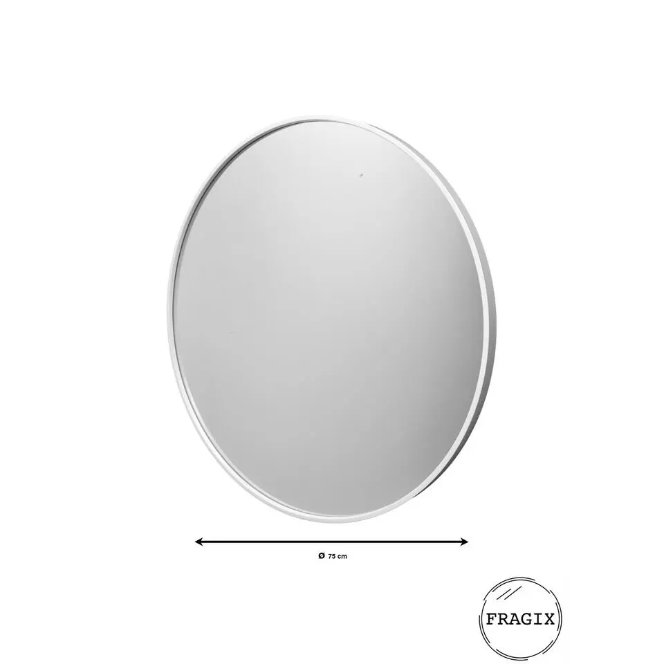Fragix Boston wandspiegel rond - Wit - Metaal - &Oslash;75cm