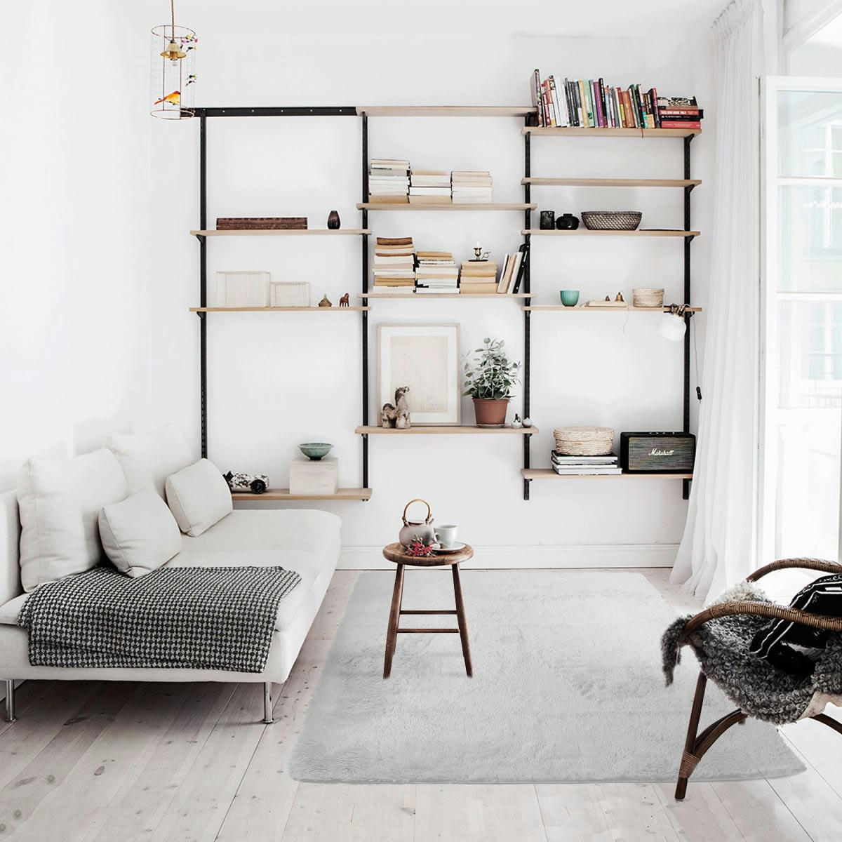 NEO - Tapis lavable à base fine et souple extra doux blanc 120x170