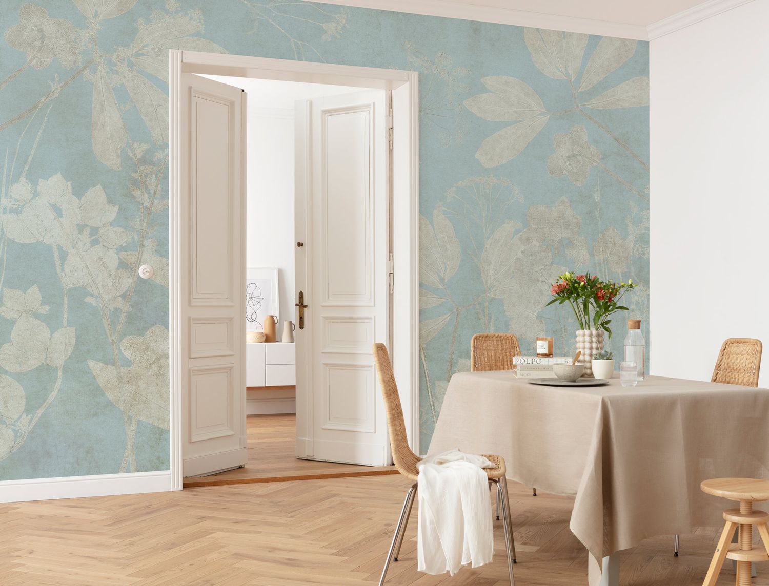 Komar fotobehang bladeren blauw - 350 x 250 cm - 610020