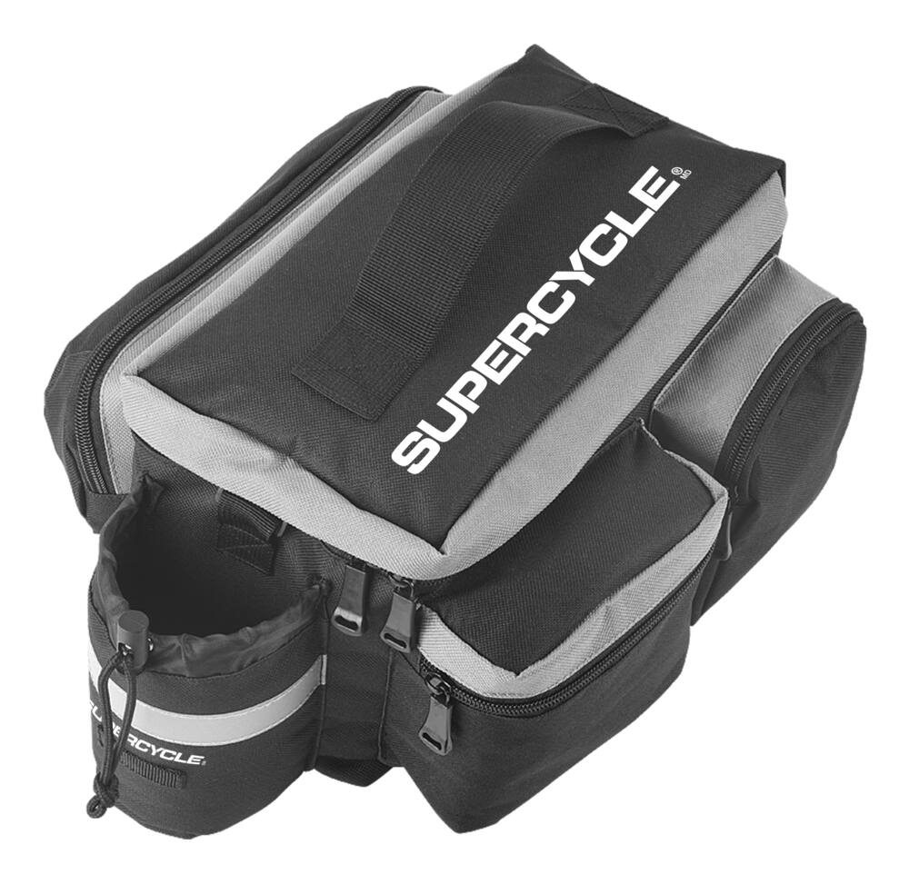 Supercycle Rack Top Bike Bag w/Aluminum Foil & Reflective Strip, 8L, Black