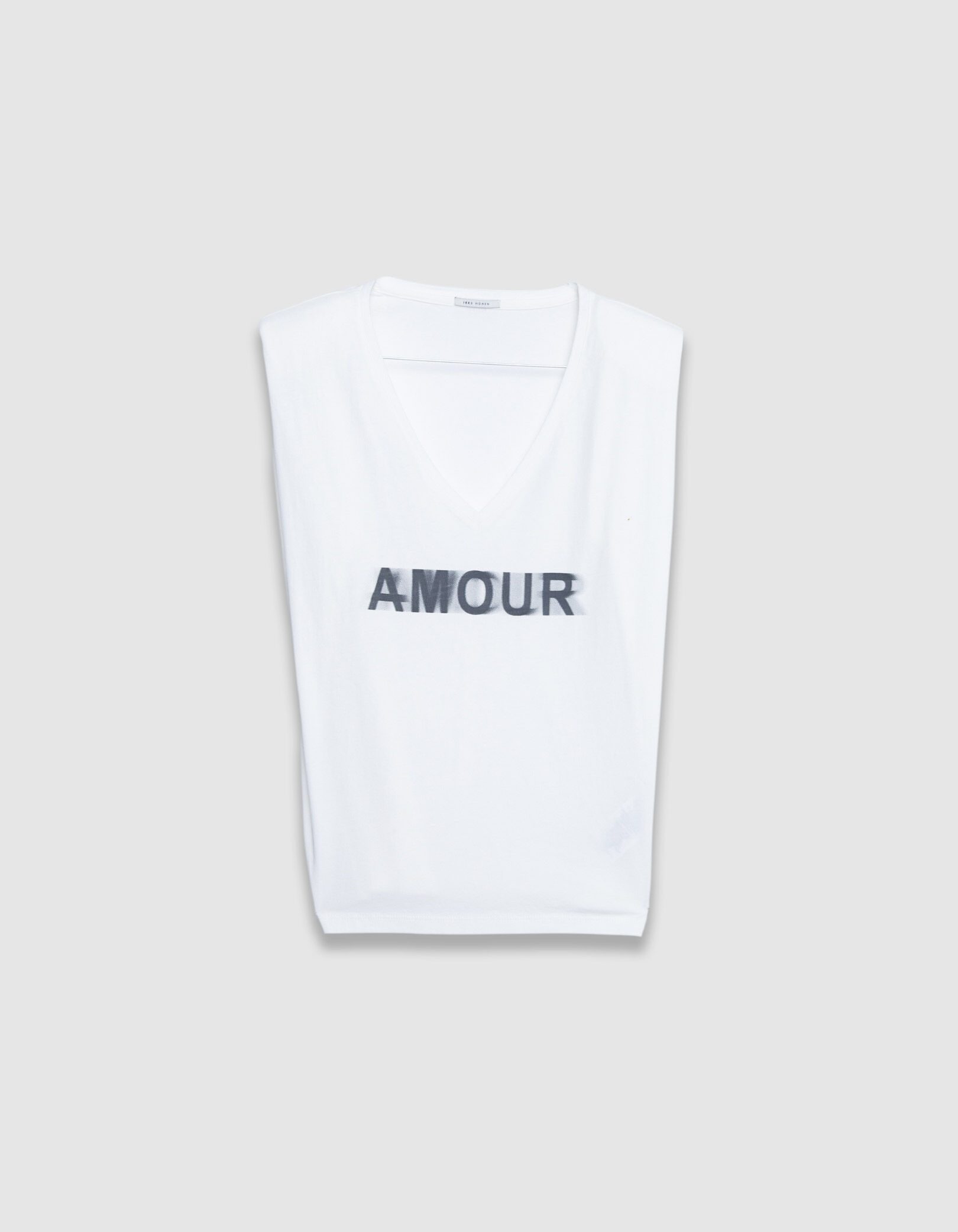 Tee-shirt blanc coton bio message épaulettes Femme