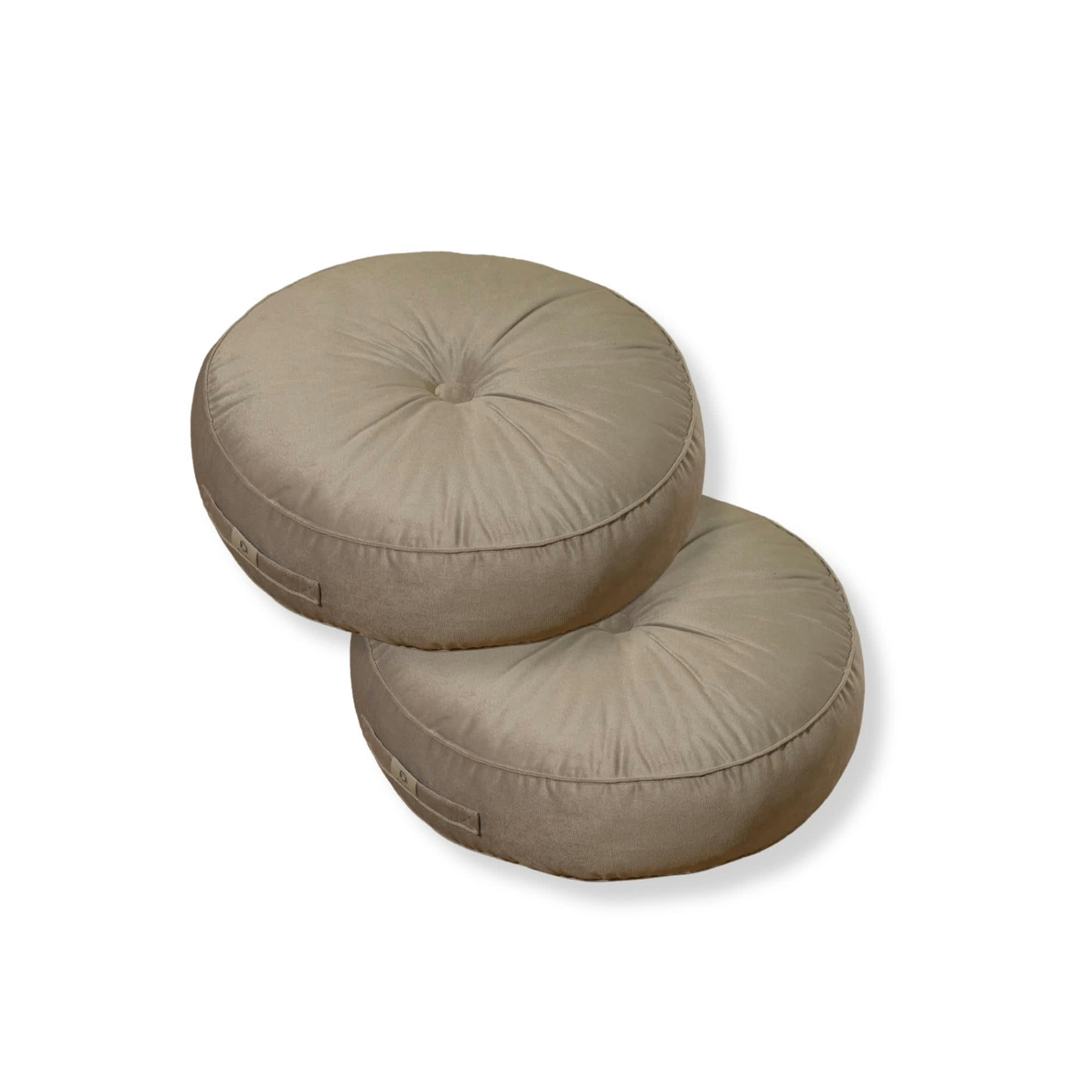 - Pouf en velours diamètre 50 lot de 2 - crème