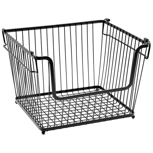 Stackable Metal Storage Organizer Bin Basket - Large, 4 Pack