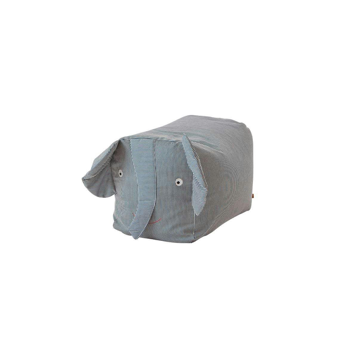 ELEPHANT - Pouf enfant bleu en coton H38x50x32cm