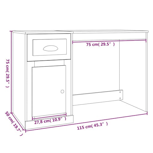 NNEVL Desk with Drawer High Gloss White 115x50x75 cm Engineered Wood