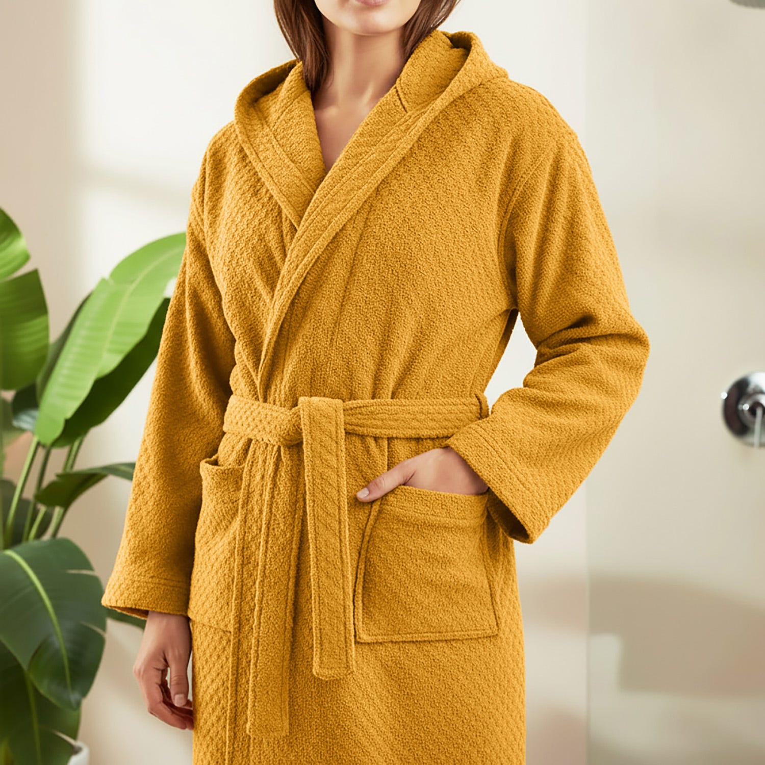 Accappatoio spugna S/M ocra Check