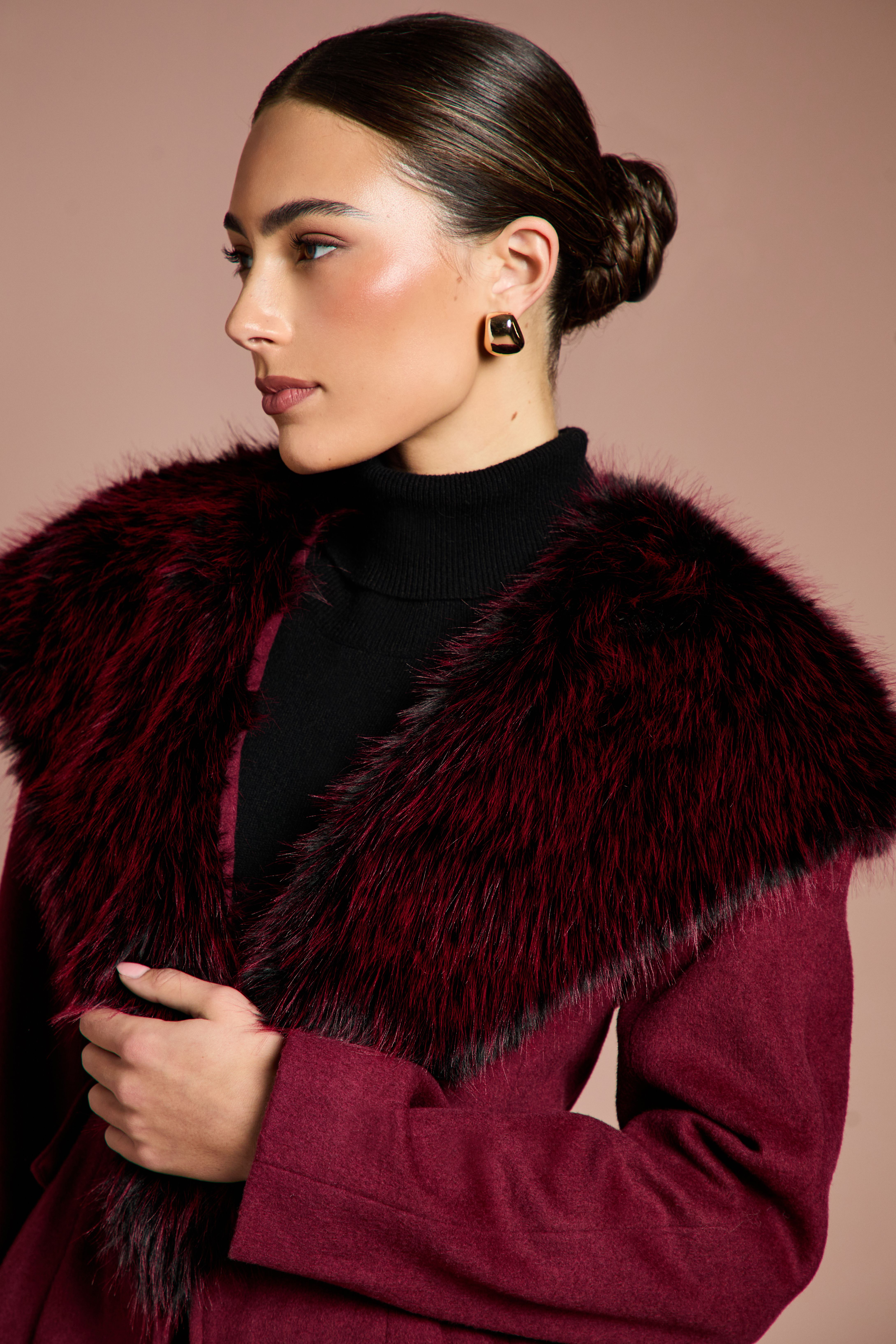 Coast Lisa Tan Fur Trim Premium Jacket With Wadding