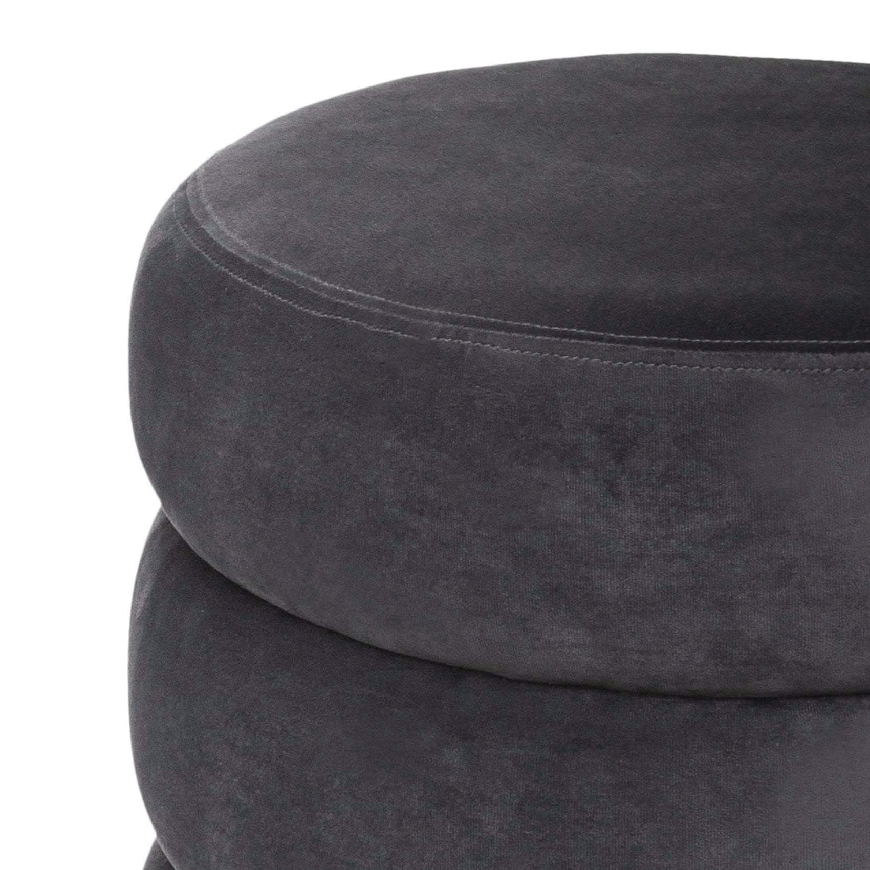 - Pouf rond en velours gris foncé Ø 40x40 cm