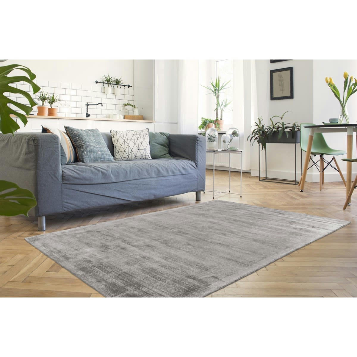 UPTOWN - Tapis moderne en Soie Gris foncé 200x290 cm