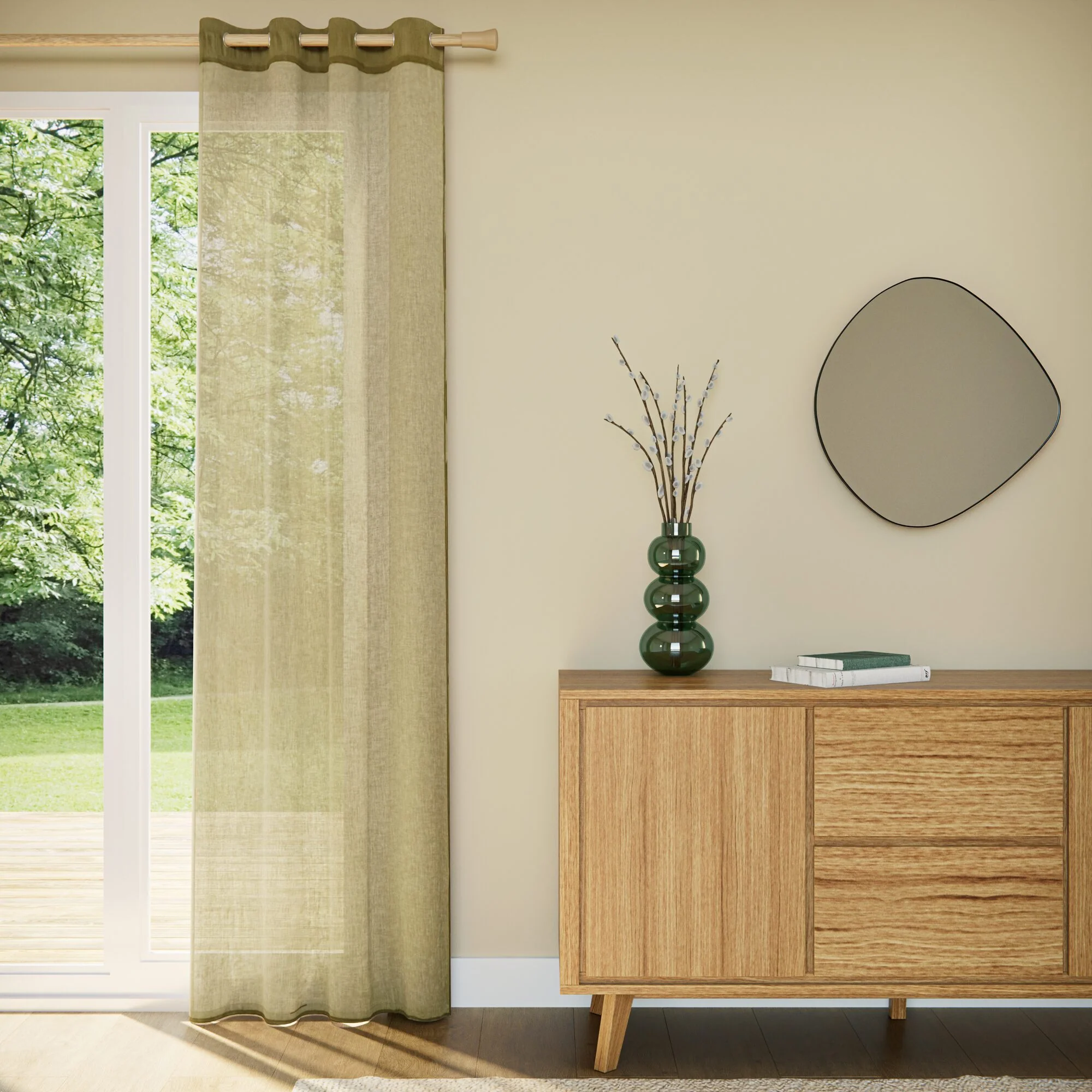Voilage ZEPHYR coloris olive 160 x 240 cm