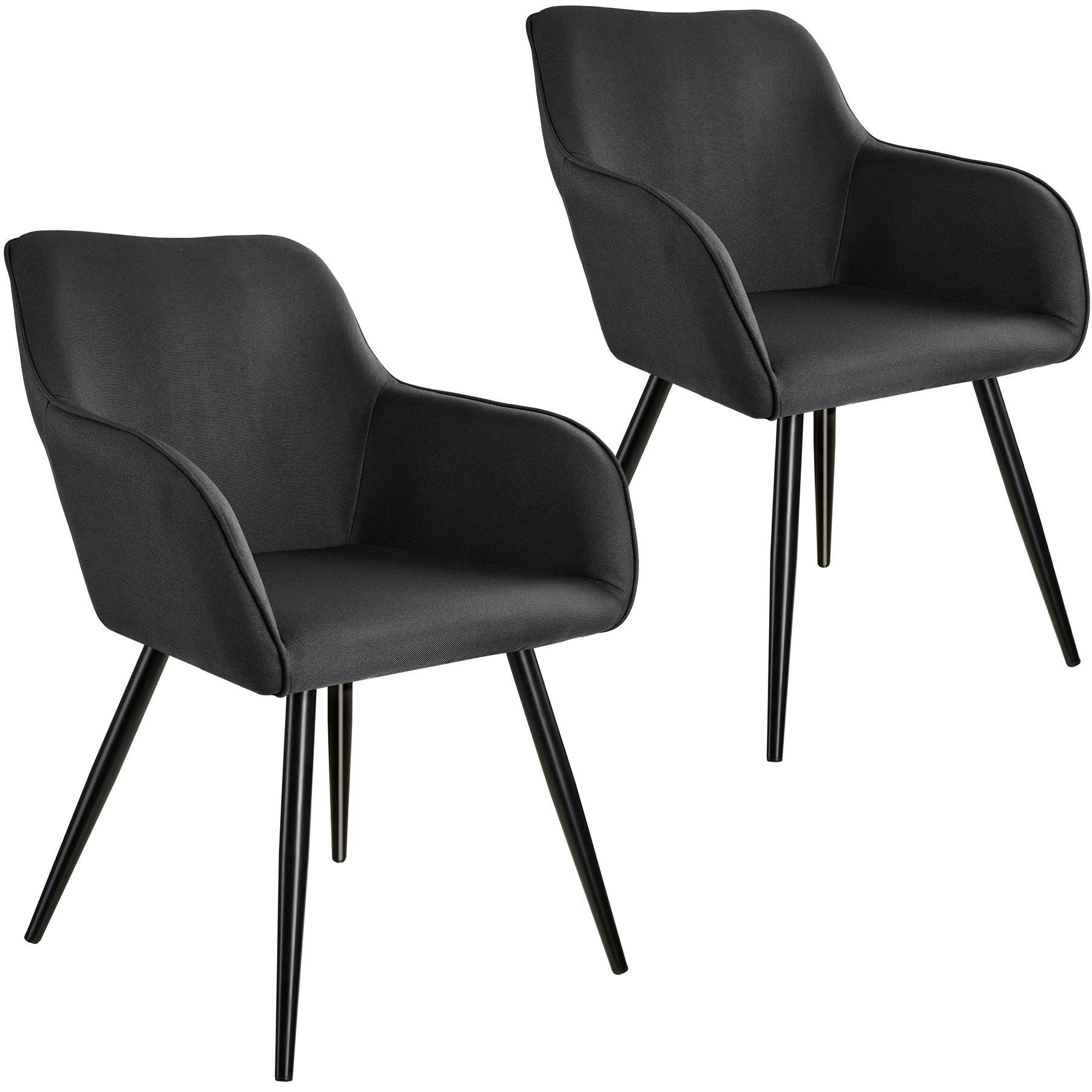 - Ensemble de 2 chaises en cuir synthétique Siège rembourré, aspect lin