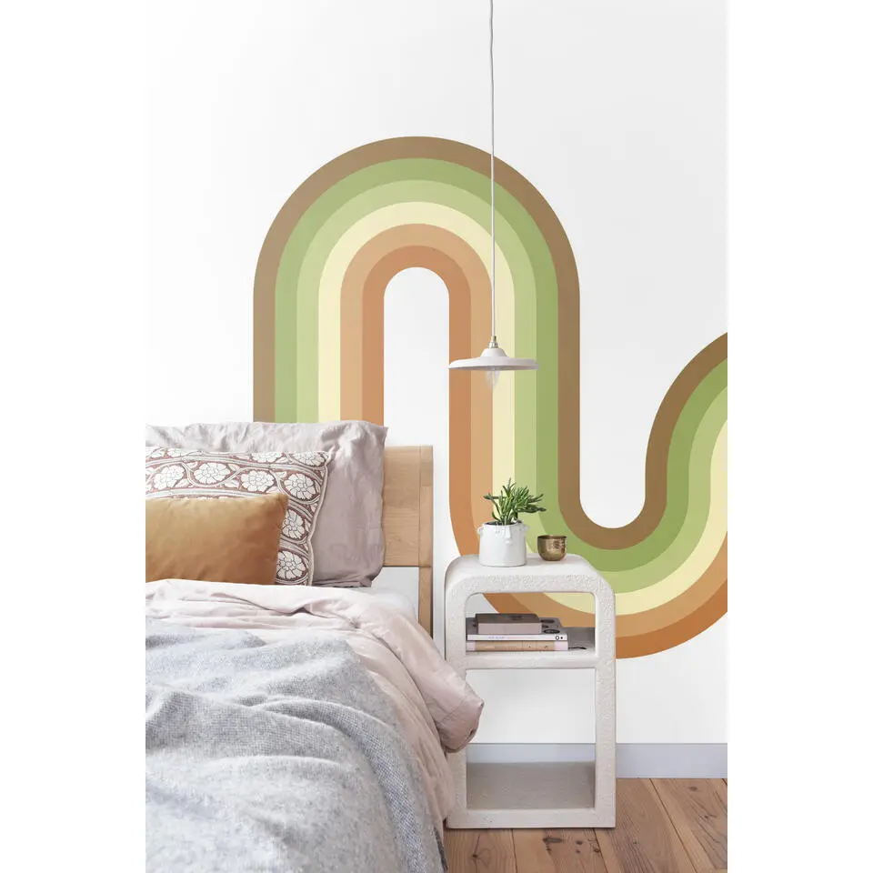 ESTAhome fotobehang retro ornamenten groen en oranje - 2.5 x 2.79 m