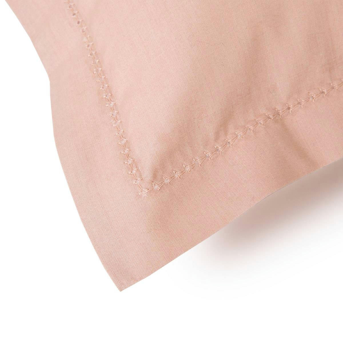 ALCOVE - Taie d'oreiller en percale de coton rose 60 x 70 cm