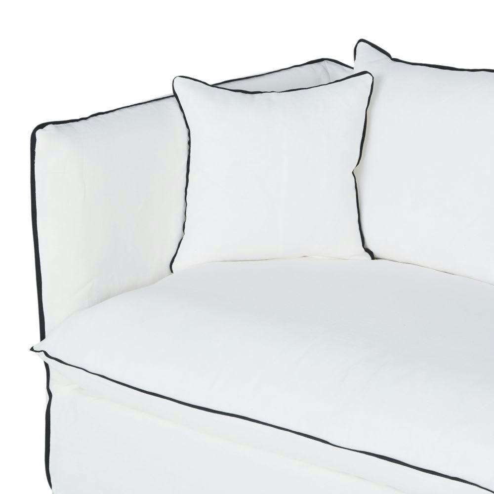 Louvain - Housse de canapé d'angle droit en lin froissé écru