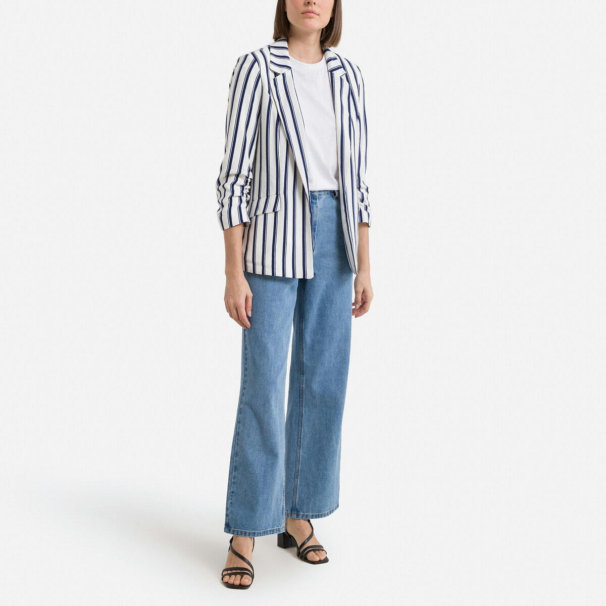 Blazer rayé, coupe droite