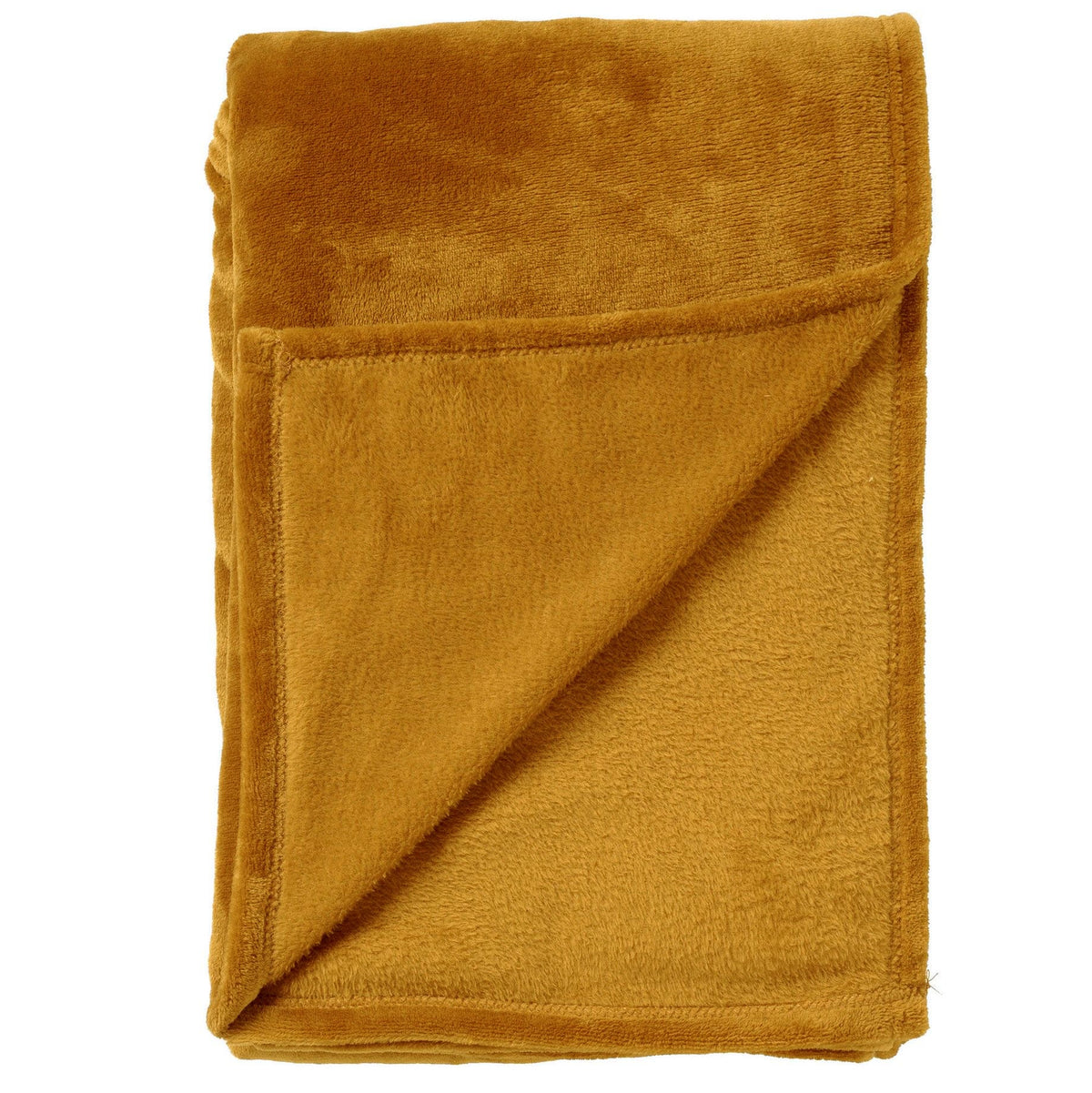 CHARLIE - plaid 200x220 cm - extra grote fleece deken - effen kleur - Chai Tea - geel