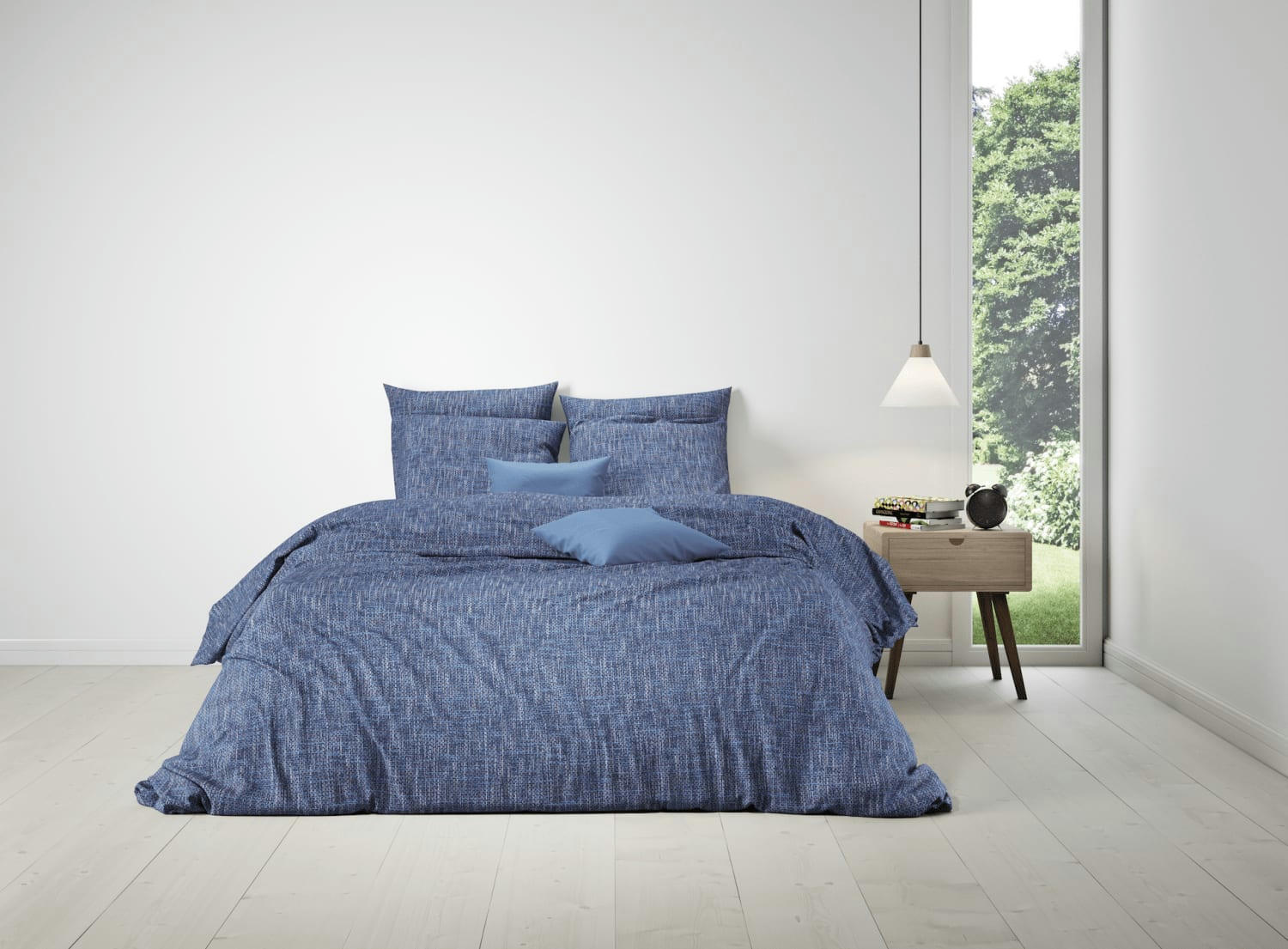 LINDIGO - Parure housse de couette coton bleu 220x240 cm
