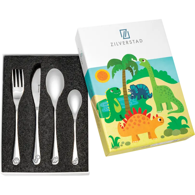 Besteckset 4-teilig Dinosaurier