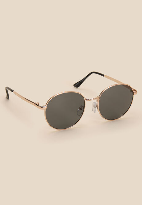 Girls Gold Metal Round Frame Sunglasses