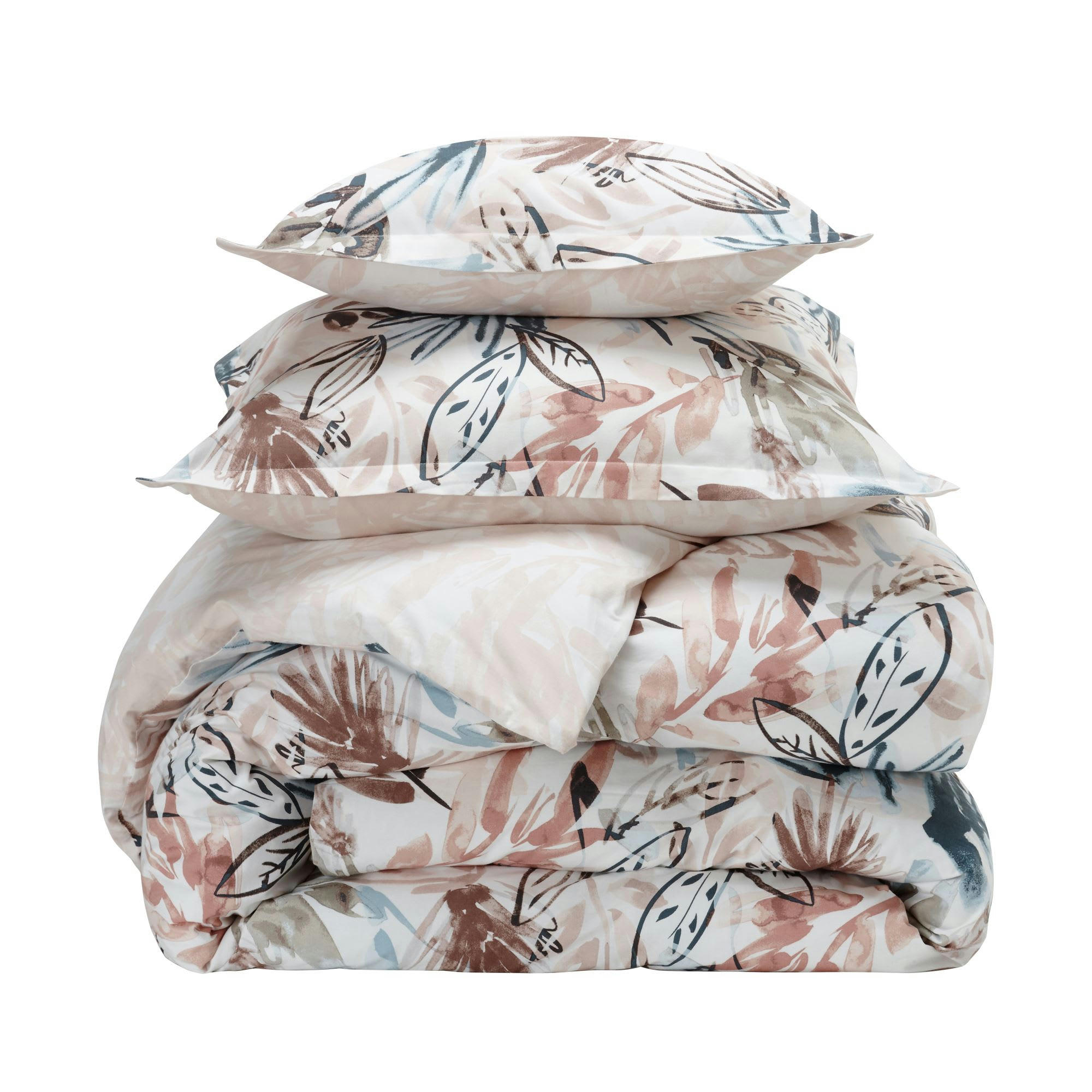 AQUARELLE - Housse de couette 200x200 beige rosé en coton