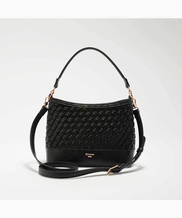 Delphina Black - Woven Shoulder Bag