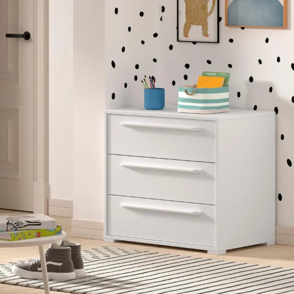 Ladekast Sammie 68x43x61cm - 3 lades - wit