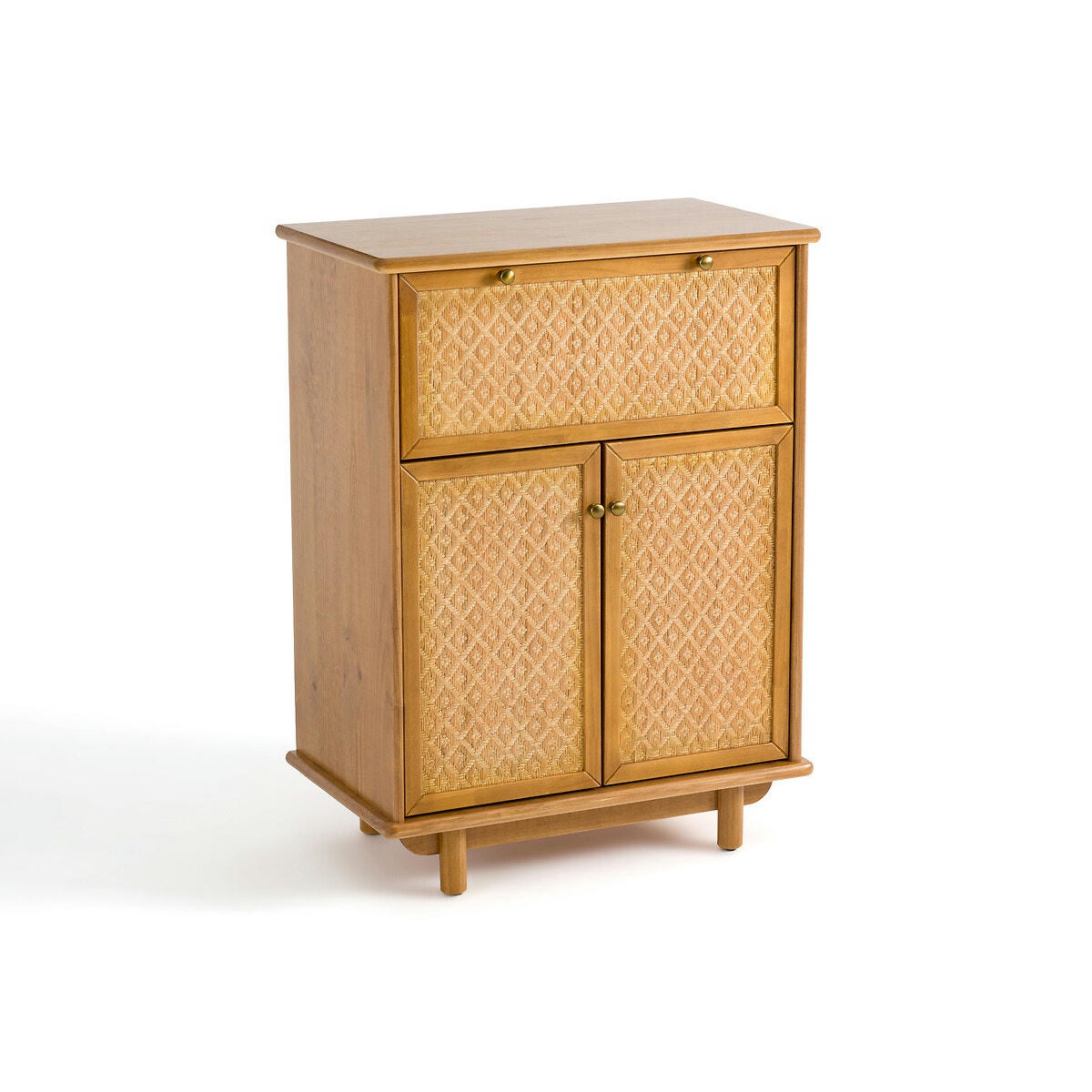 Meuble bar pin et cannage, Orient