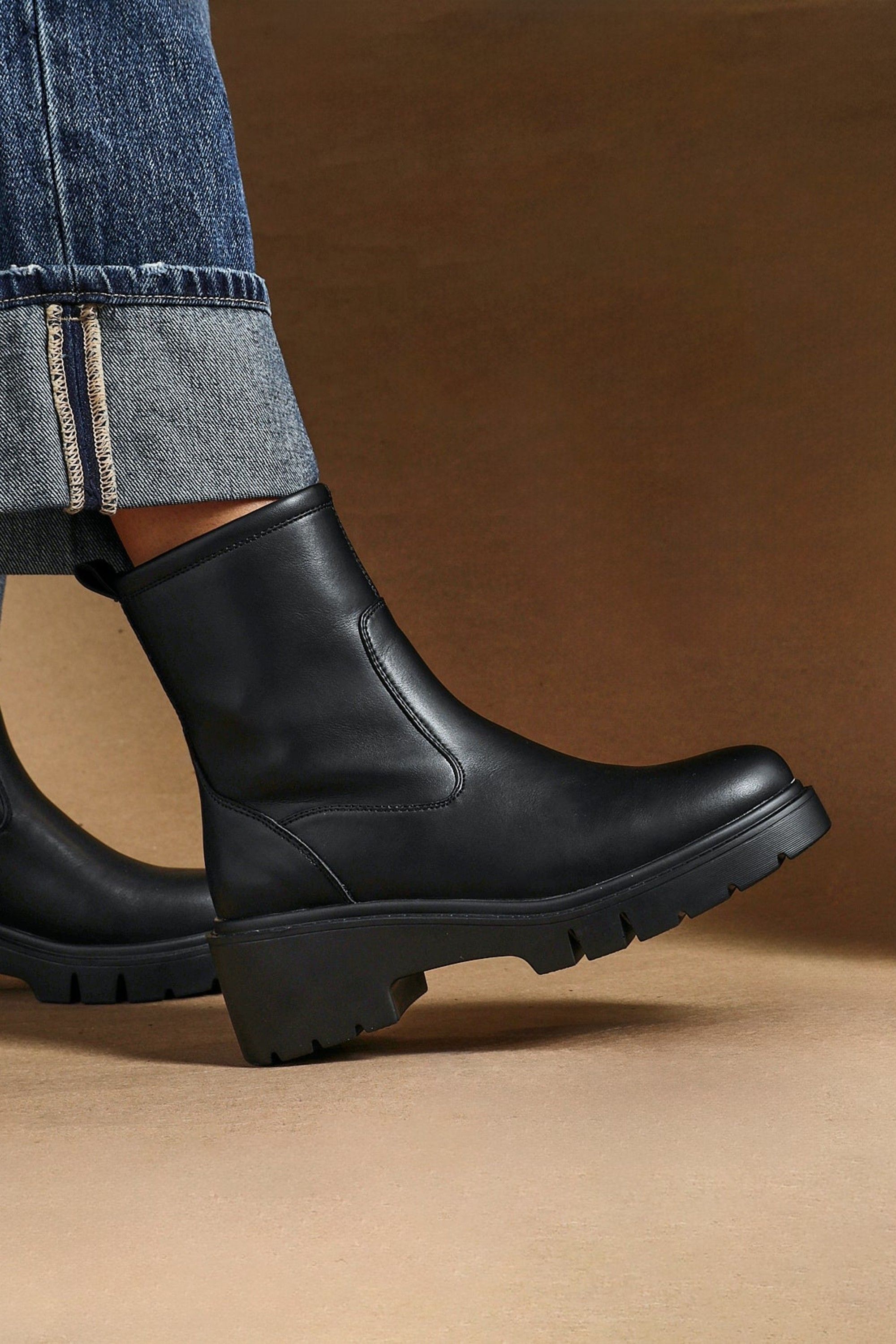 Linzi Limited Black Faux Leather Ankle Boot