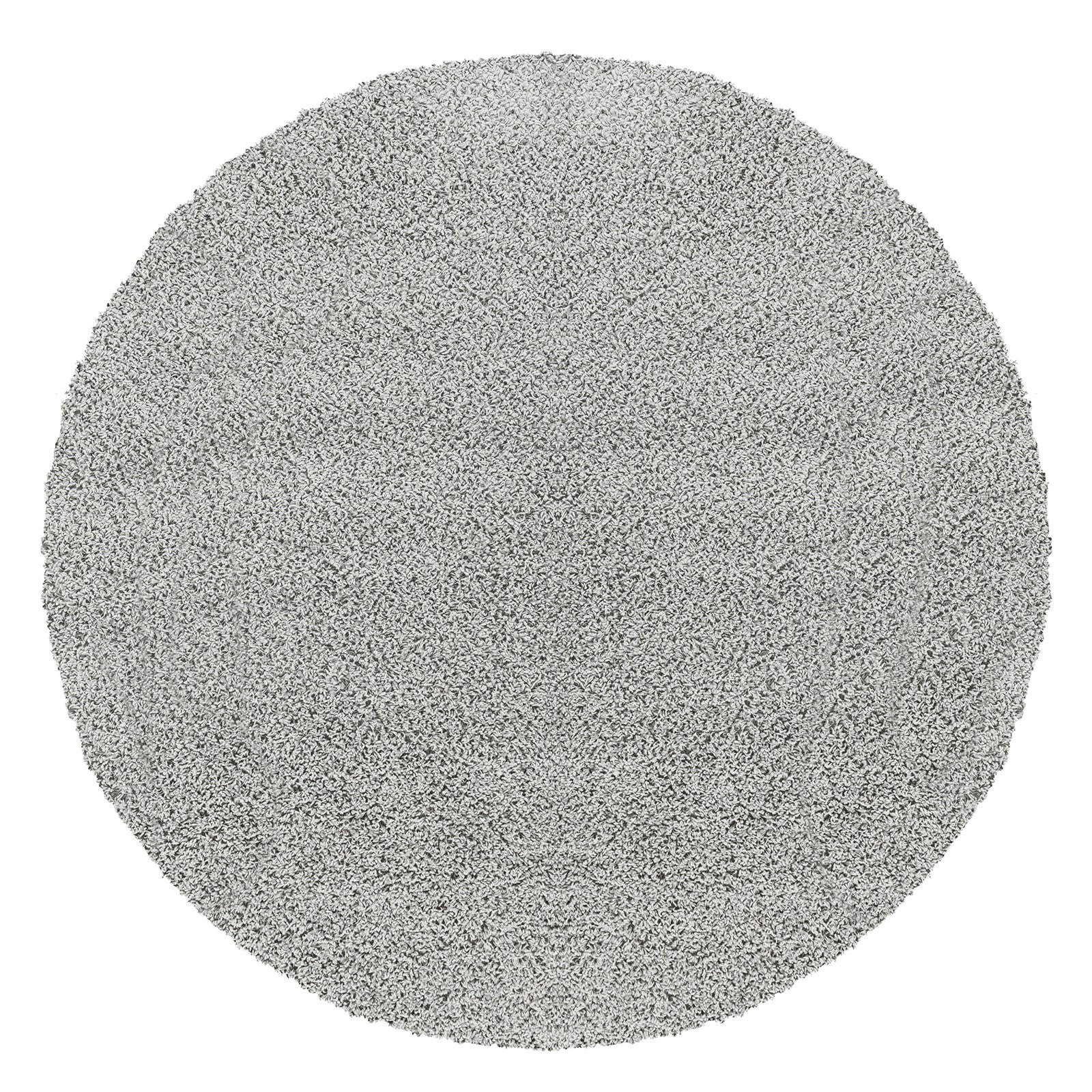 LILLY - Tapis Rond Shaggy Uni Chic Gris Ø 200
