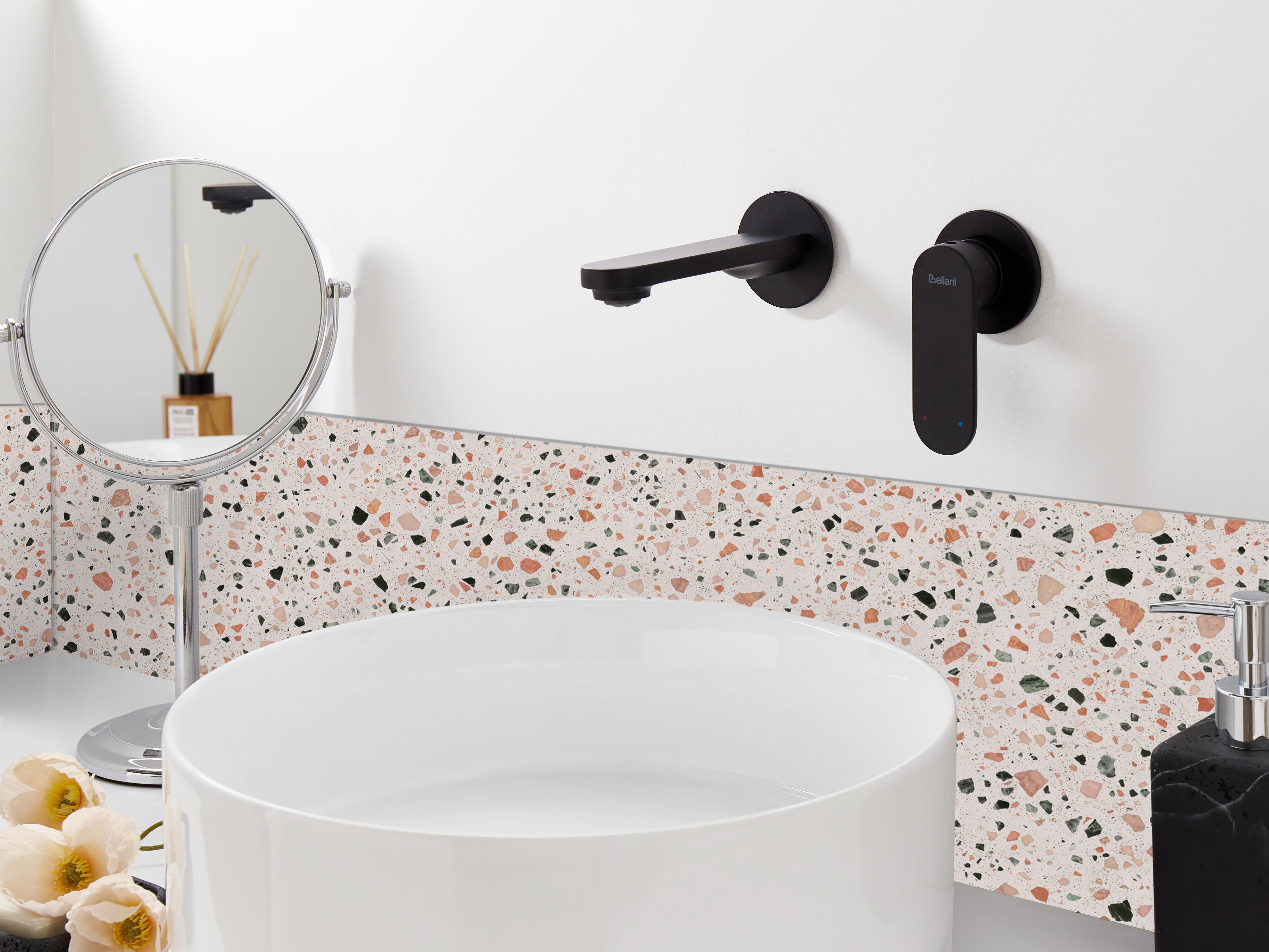 Wall Mounted Basin Mixer Tap GUATAVIA Brass Black