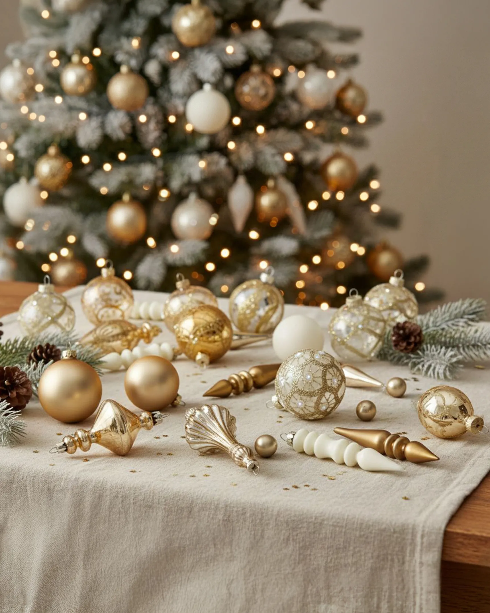 Set of 70 Baubles FLICKER Glass Gold