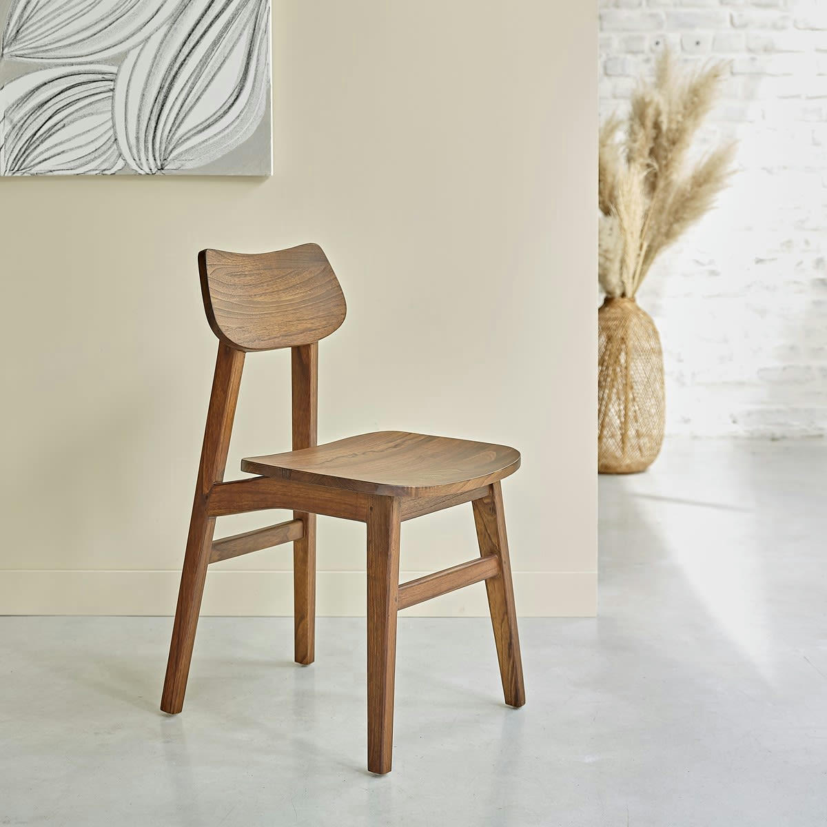 MILO - Chaise en mindi massif finition noyer