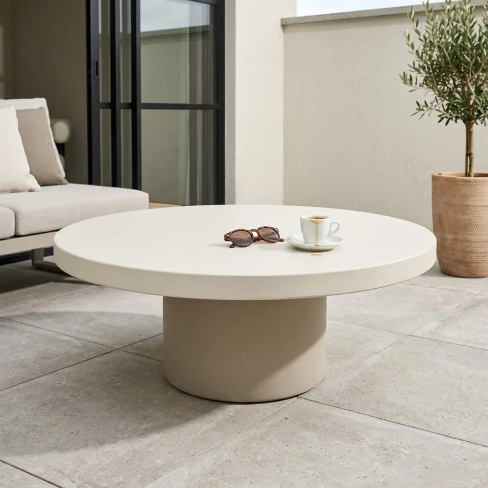 Giga Meubel Loungetafel Eden - Rond Beige Eco Composiet - 90x90x30cm