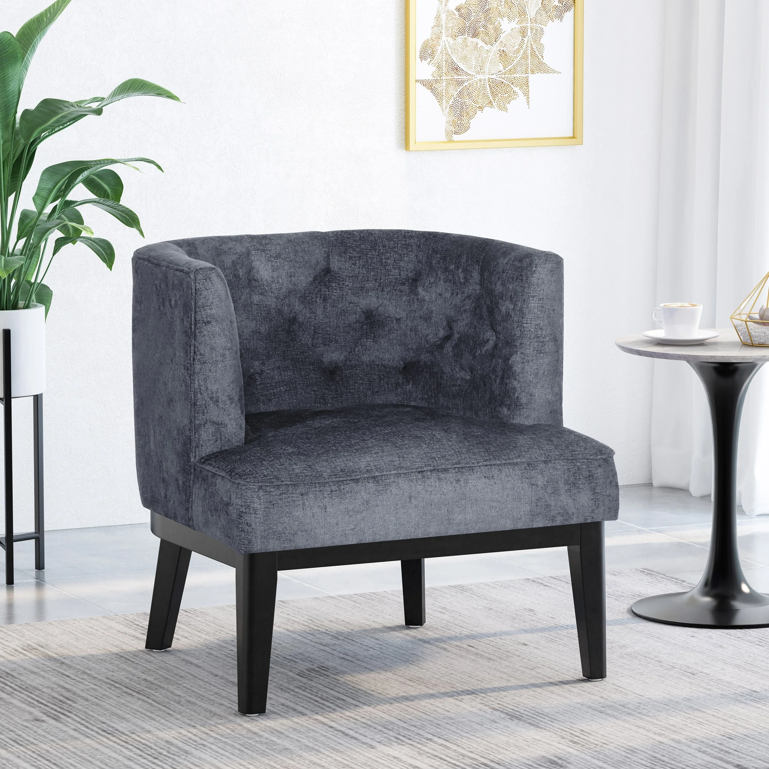 Clough Fabric or Faux Leather Tufted Accent Chair by Christopher Knight Home