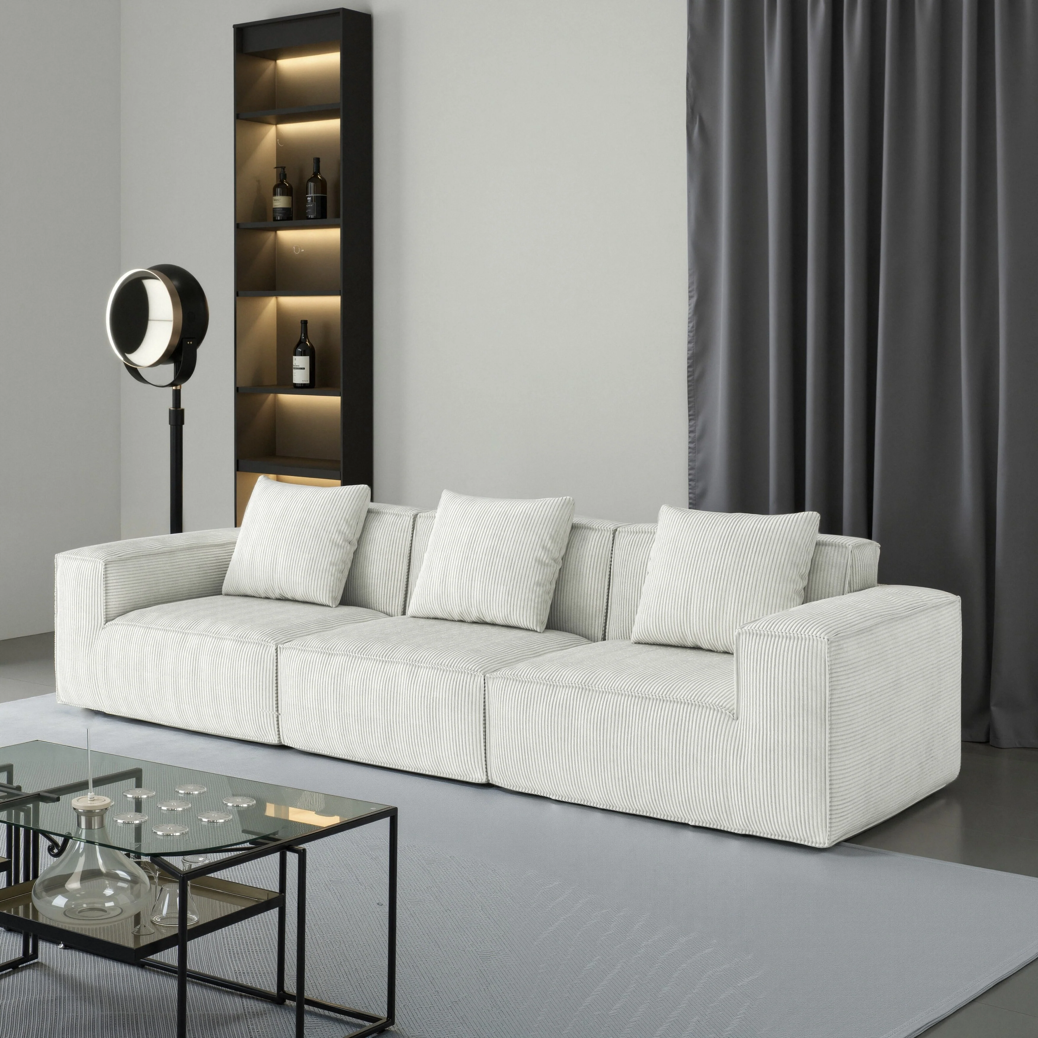 Chenille Fabric Sectional Sofa for Living Room,Tofu Block Sofa Floor Sofa