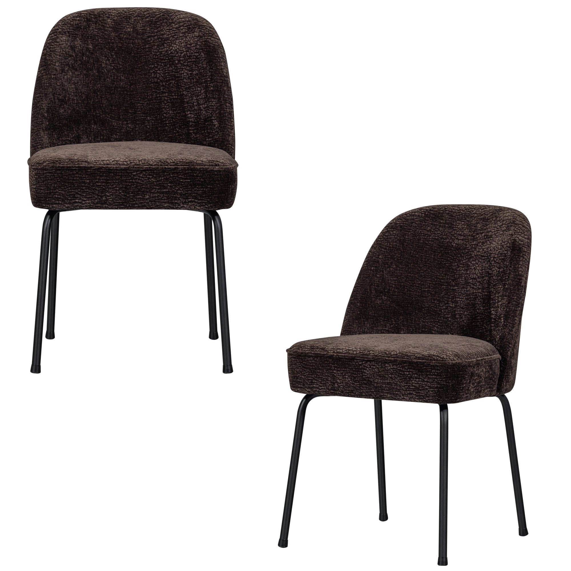 WOOOD eetkamerstoelen Vogue - Polyester - Donkerbruin - Set van 2