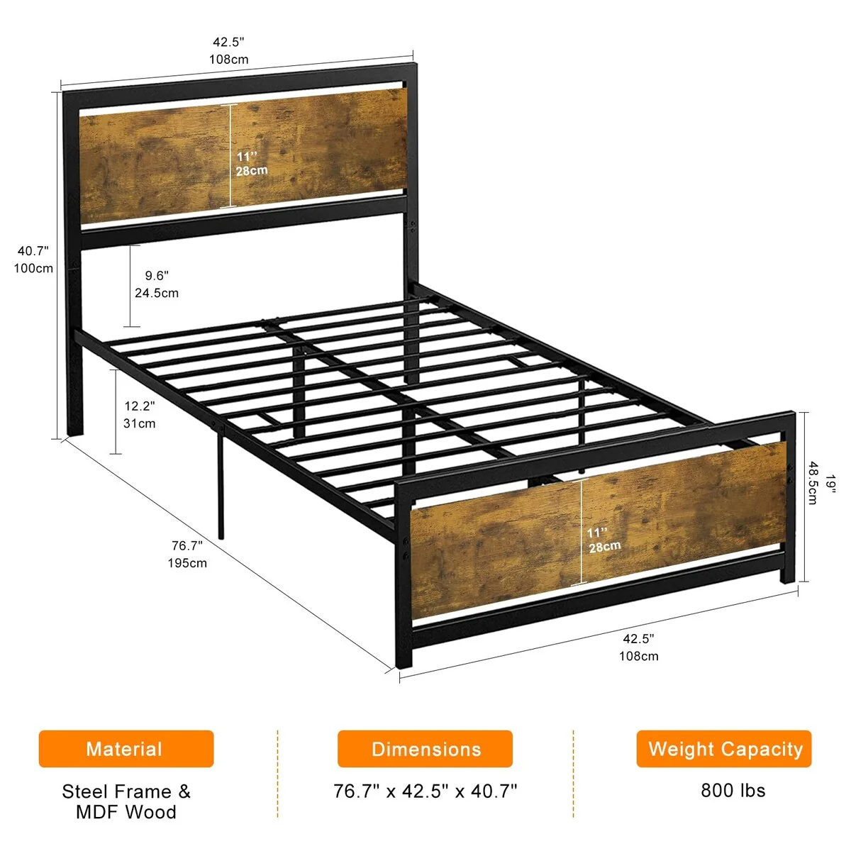 Full/Twin/ Queen/ King Metal Platform Bed Frame