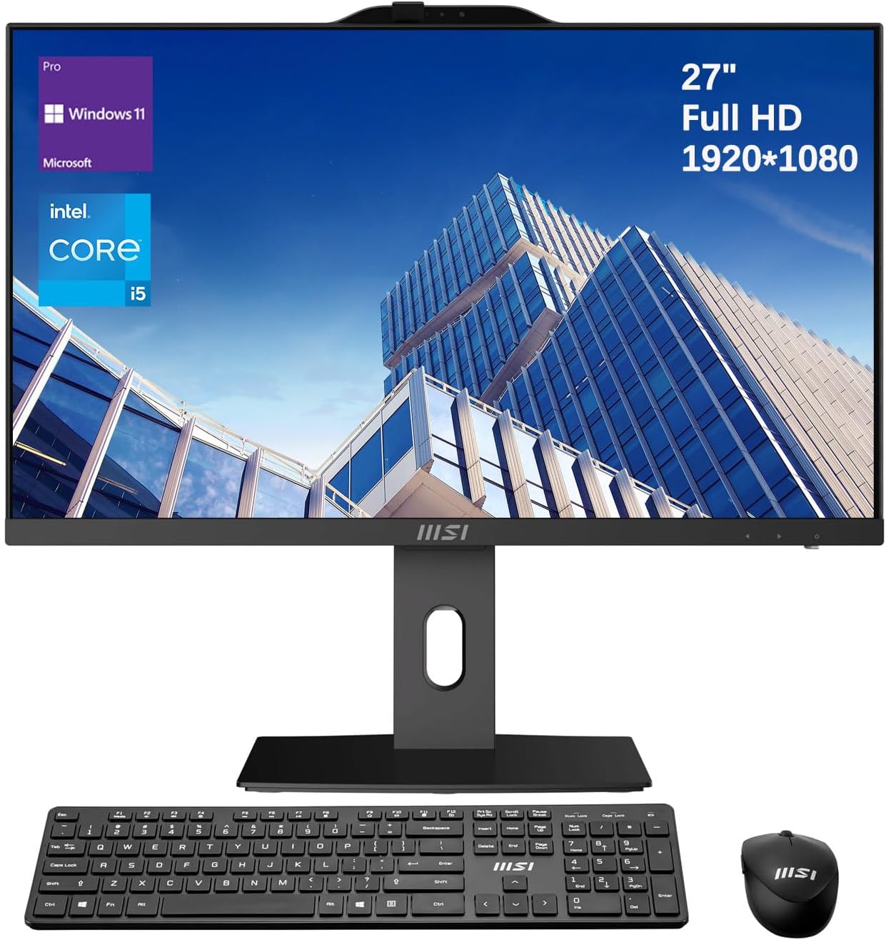 msi PRO AP272P Business All-in-One Desktop  27 IPS FHD 100Hz Eye-Care Display  Intel Core i5-14400  32GB DDR5  1TB SSD  IR FHD Webcam  Wi-Fi 6E  HDMI  DP  Wireless KB & Mouse  Windows 11 Pro