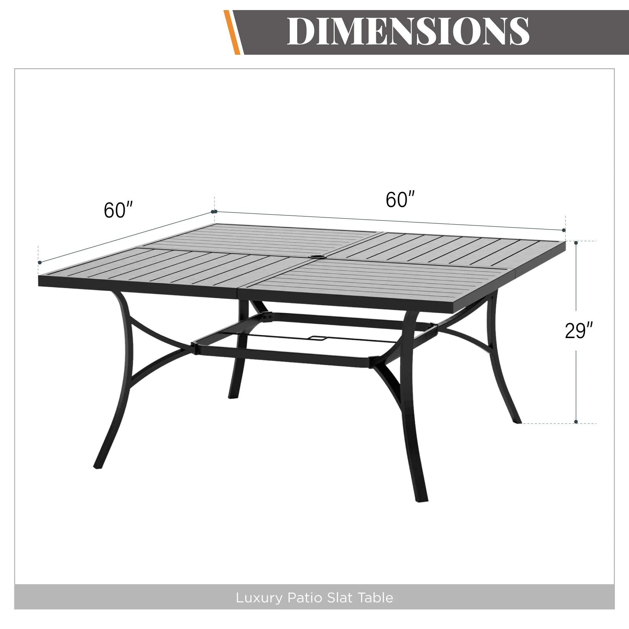 MAISON ARTS 9 Pieces Outdoor Dining Table Set for 8,60 Square Metal Dining Table & Steel Dining Chairs with Cushion