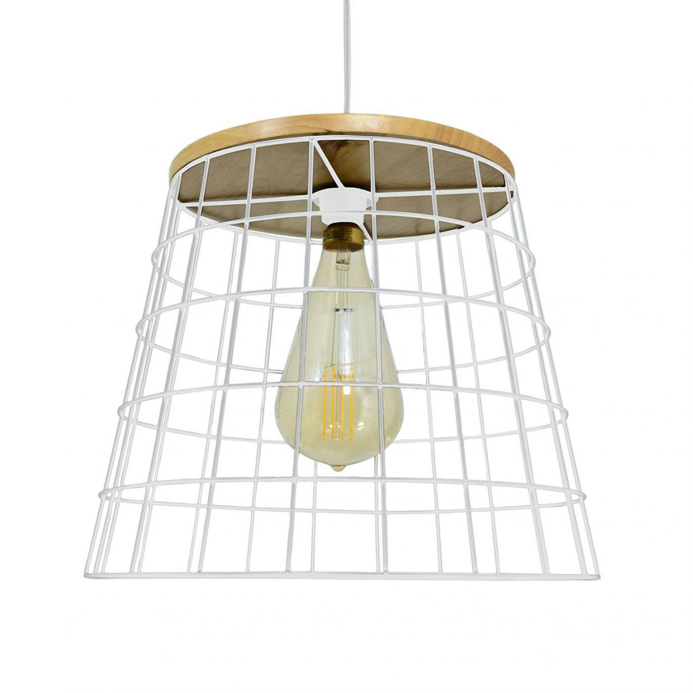 SIMUTO - Suspension en bois et métal blanc