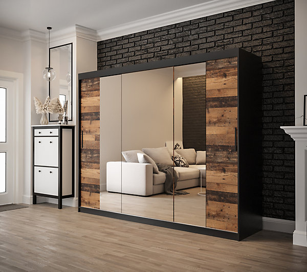 Armoire Old Style T2 a portes coulissantes H. 200 x L. 250 x P. 62 3 portes