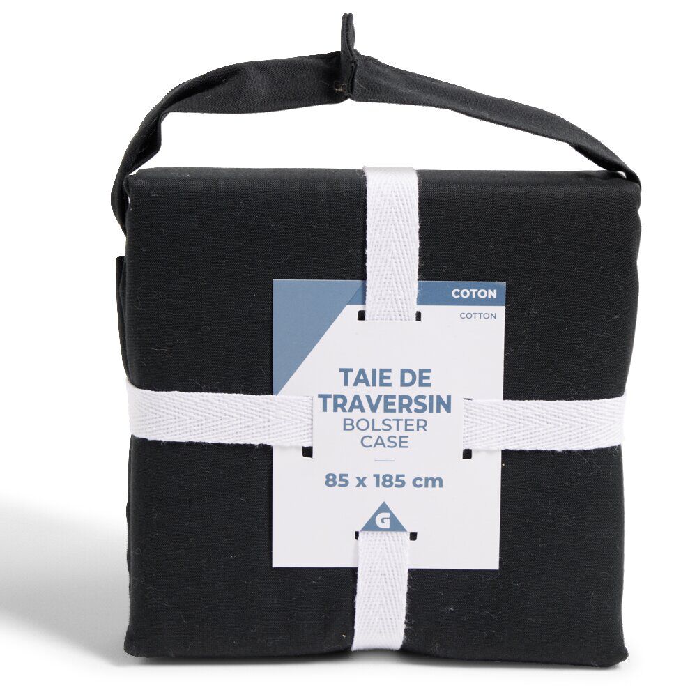 Taie de traversin 85x185cm 100% coton noir