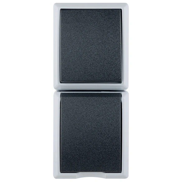Wechselschalter und Steckdose, AquaForm, Kunststoff, Grau