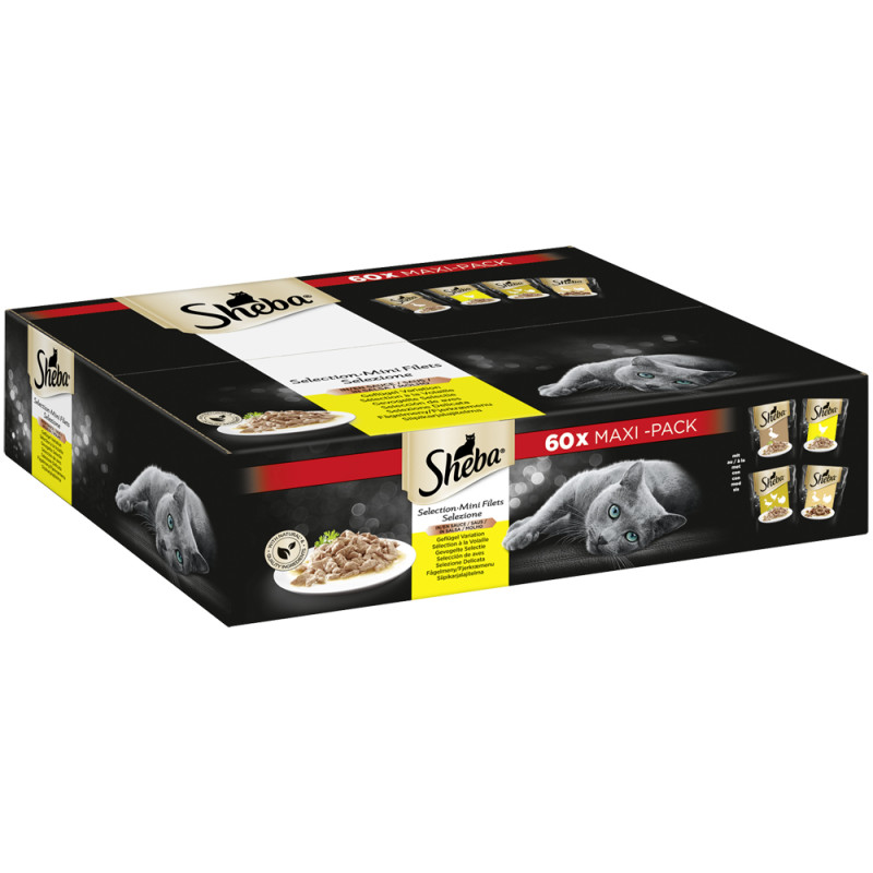 Patée pour chat Sélection Mini Filets à la volaille 60 pièces SHEBA
