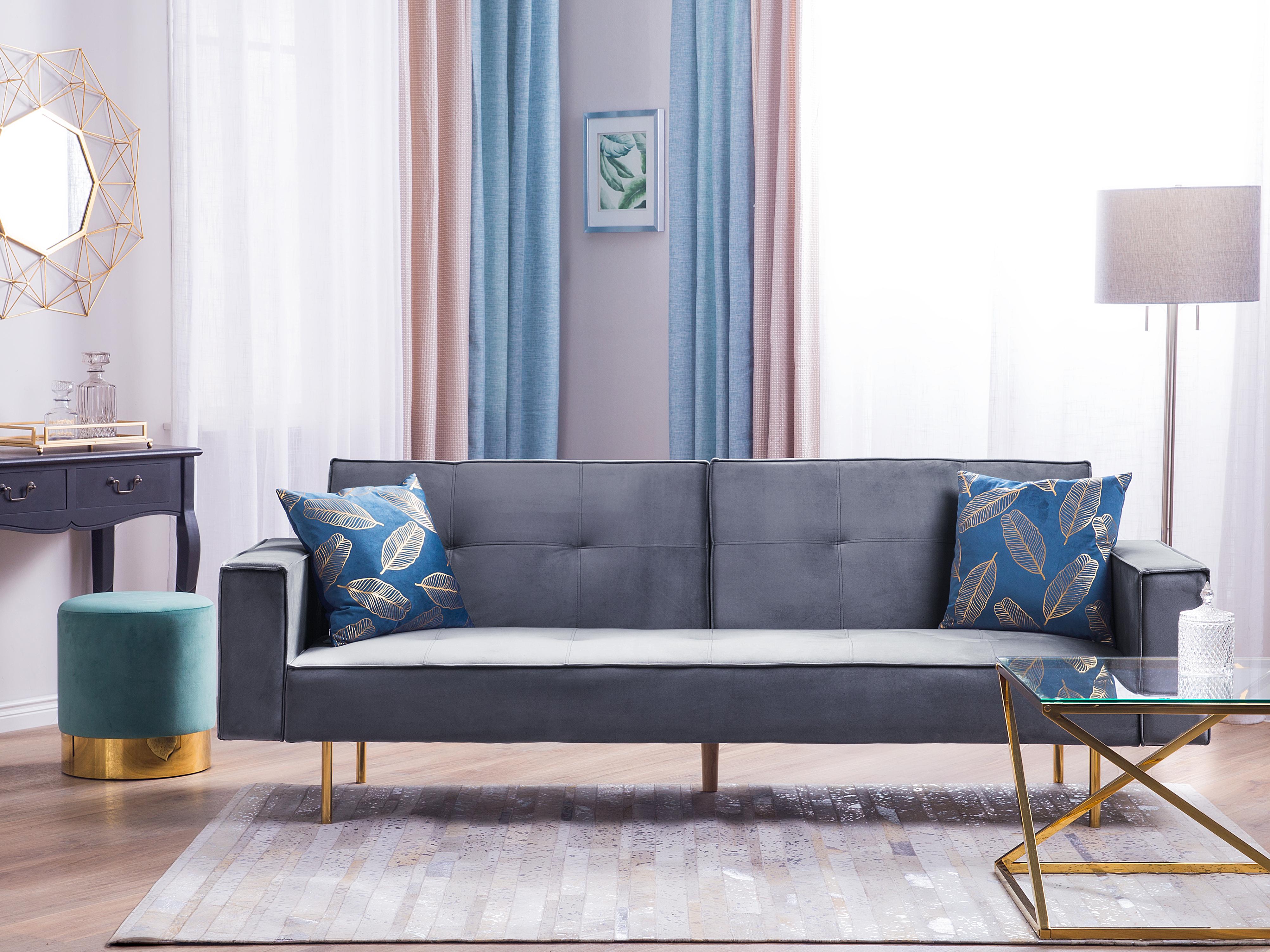 Sofa Bed 3 Seater VISNES Velvet Grey